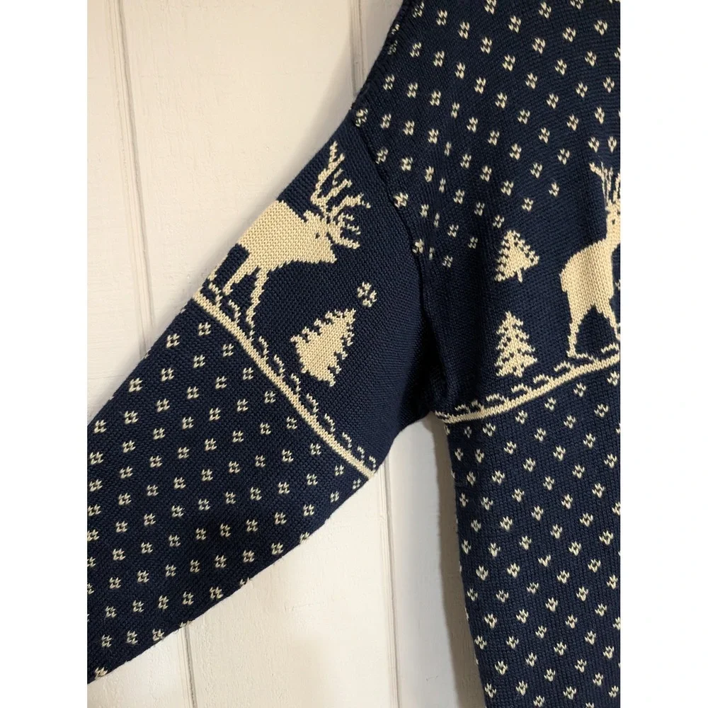 Vintage Old Navy Vintage Reindeer Fair Isle Navy Wool‎ Blend Sweater Holiday